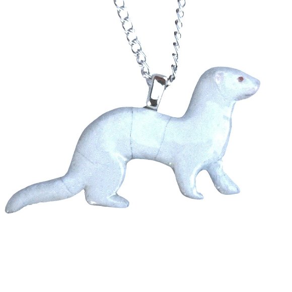 Artisan Albino ferret Necklace 736 - Picture 1 of 10